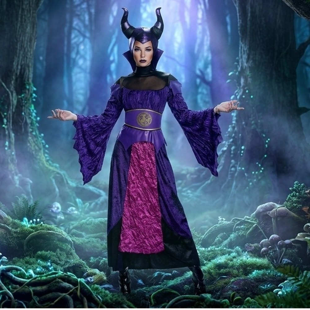Descendants Maleficent Deluxe Adult Costume Disney Purple Black Size M 8-10